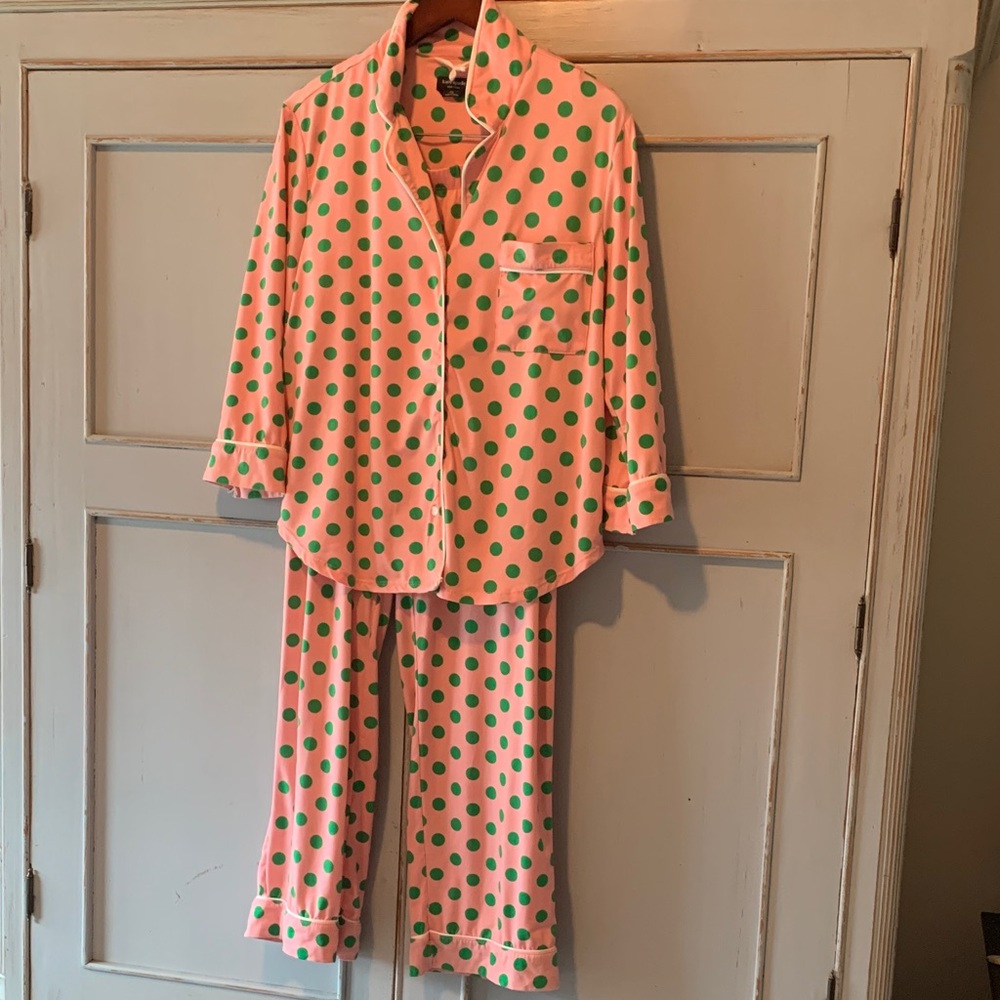 Kate Spade Cotton Candy Pink🩷w Apple Green💚 Polka Dots Size L